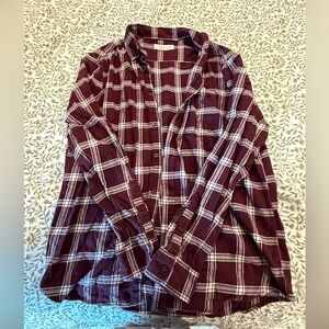 Aeropostale Red and White Casual Button Down Shirt